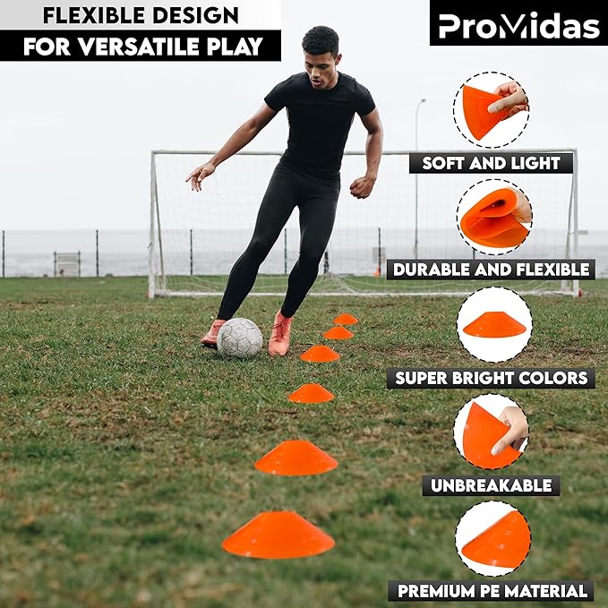 Disc Soccer Cones for Training Kids - 200,100,50 Small Plastic Cones for Sports Training - Flexible Conos for Soccer Practice Equipment, Basketball & Football Drills Equipment