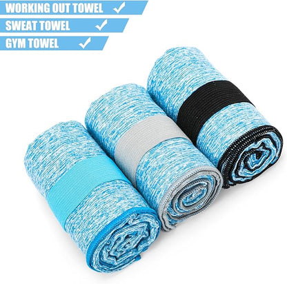 3 Pack Microfiber Gym Towel Quick Dry Sweat Towels Women Men Lightweight Running Cycling Fitness Hiking Tennis Exercise Outdoor Sports Towel(3 Pack(Blue))