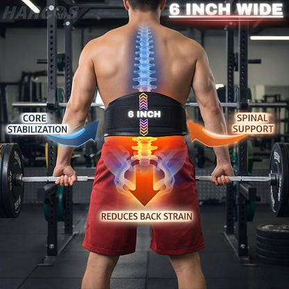 HARCOS 6 Inch Nylon Weight Lifting Belt for Men & Women – Heavy Duty Double D-Ring Gym Belt with Padded Lumbar Back Support – Adjustable Workout Belt for Squats, Deadlifts & Strength Training