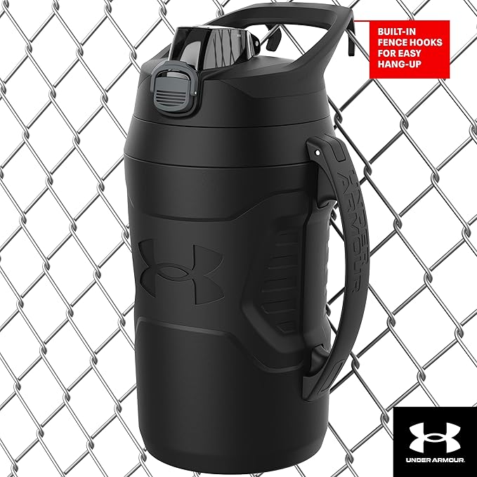 Under Armour 32 oz Insulated Water Bottles - Sports Water Jug with Fence Hook, Leak Resistant for Baseball, Football & More, 32 oz Insulated, Royal/Black