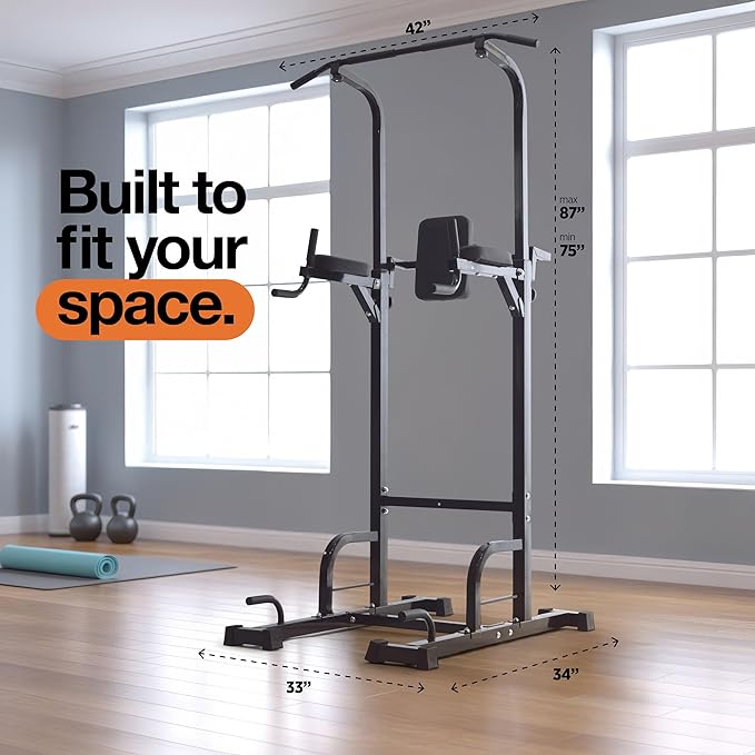 Pull Up Bar Free Standing - Power Tower, Multi-Functional Pullup Dip Station, Calisthenics Equipment Station For Home Gym - 440LBS Capacity, Height Adjustable, Durable, Heavy-Duty Strength Training For Men & Women To Build Muscle.
