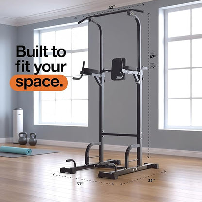 Pull Up Bar Free Standing - Power Tower, Multi-Functional Pullup Dip Station, Calisthenics Equipment Station For Home Gym - 440LBS Capacity, Height Adjustable, Durable, Heavy-Duty Strength Training For Men & Women To Build Muscle.