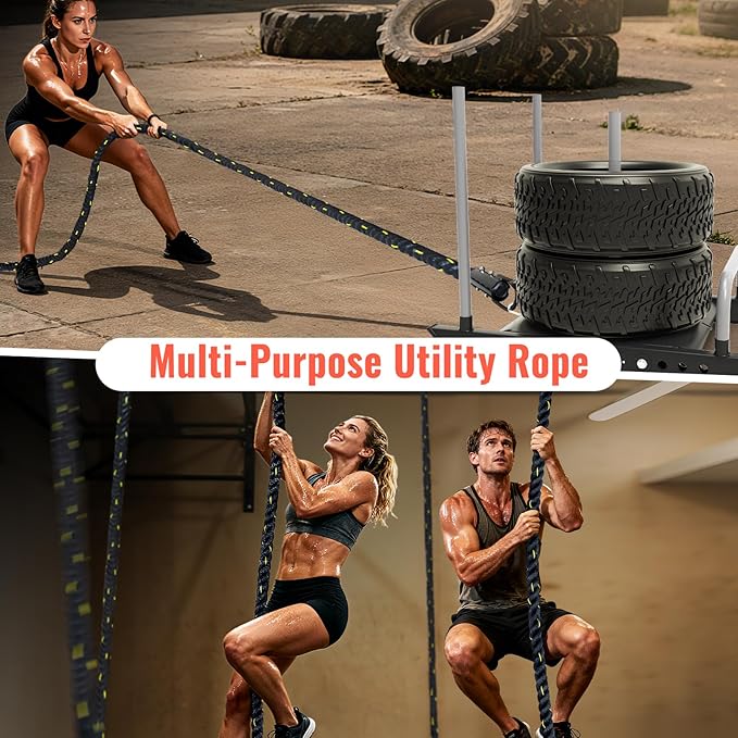 Weight Sled Rope Workout Sled Pulling Ropes, Sleds Push Gym Equipment Rope for Weight Sleds for Training Tire Pulling Workout Fitness Resistance Football Exercise Equipment 15FT/20FT/30FT/40FT