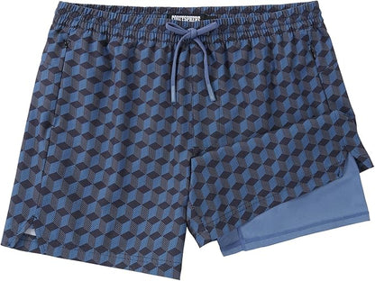 Men 2 in 1 Running Shorts with Compression Liner 5" 7" Quick Dry Workout Athletic Shorts with Pockets Towel Loop