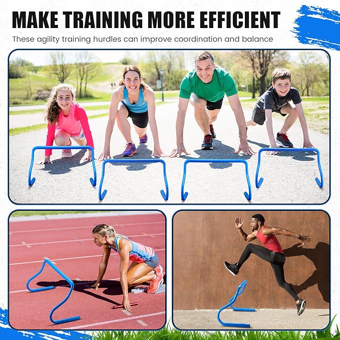 16 Pcs 12" Speed Agility Training Hurdles Large Size Detachable Agility Hurdles Hurdles Training Equipment Set for Athletes Soccer Basketball