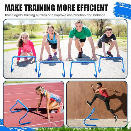 16 Pcs 12" Speed Agility Training Hurdles Large Size Detachable Agility Hurdles Hurdles Training Equipment Set for Athletes Soccer Basketball