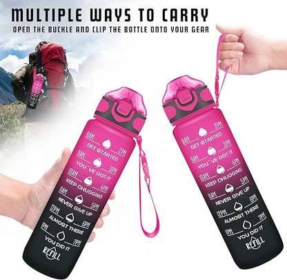 Enerbone 32 oz Drinking Water Bottle with Times to Drink and Straw, Motivational with Carrying Strap, Leakproof BPA & Toxic Free, Ensure You Drink Enough Water for Fitness Gym Outdoor