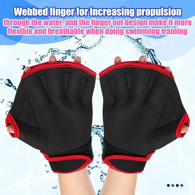 Sumind 2 Pairs Swimming Gloves Aquatic Training Gloves Neoprene Mittens Webbed Fitness Water Aerobics Resistance Training for Women Men Swimming Diving(Medium,Blue/ Green, Black/ Red)