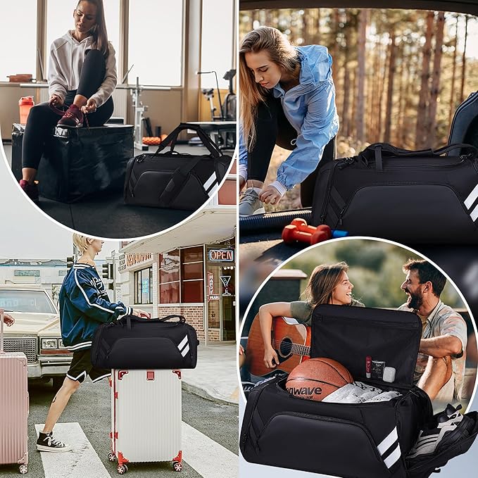Gym Bags for Men/Women, 58L Large Sports Travel Duffel Bag with Shoes Compartment & Wet Pocket, Gym Workout Backpack, Weekender Bag Overnight Backpack for Travel