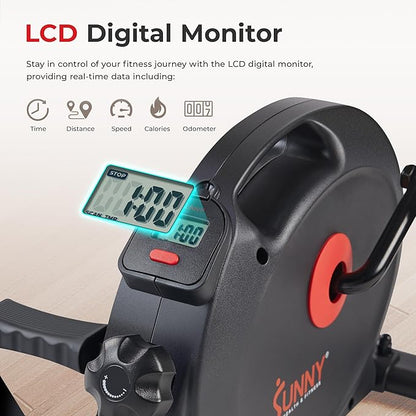 Sunny Health & Fitness Smart Under-Desk Bike Exerciser, Low-Impact Cardio Cycling Equipment for Home/Office, Mini Paddler for Arm/Leg Mobility Training, Free SunnyFit App Connect, Optional Motorized