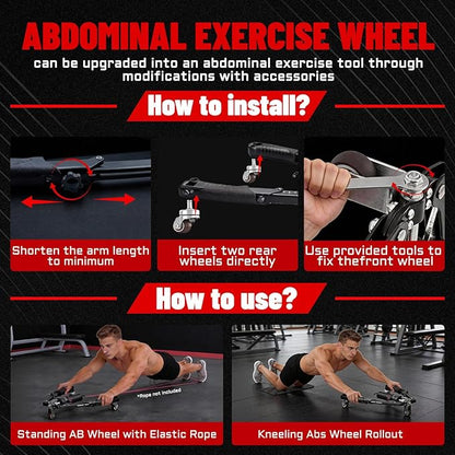 Hydraulic Twister Arm Trainer & Ab Roller, 2-in-1 Adjustable Chest Workout Equipment for 22-440lbs Resistance, Full Body Trainer for Men & Women