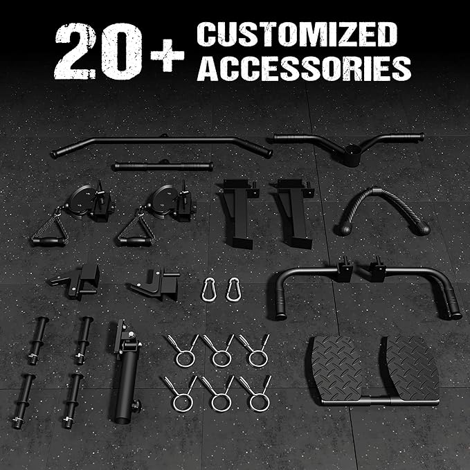 M21 Smith Machine, Multi-Function Power Cage with Dual Pulley Cable Crossover System, 2000LBS All-in-One Squat Rack with Smith Bar and Attachments for Home Gym Strength Training