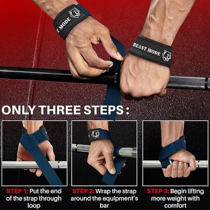 TECEUM Lifting Straps for Weightlifting Gym Strength Training - Wrist Straps with Neoprene Padded Cotton - Men & Women – Ideal for Powerlifting, Bodybuilding & Deadlifts