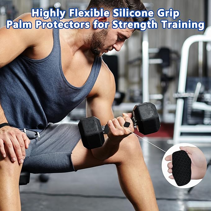 Silicone Gym Grips for Weight Lifting,Workout Gloves for Women Men Alternative,Anti Slip Gym Workout Grip,Rubber Gym Hand Grips-Weightlifting Grips Pad for Barbell,Pull Up,Ryptfit,Training