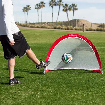 GoSports Portable Pop-Up Soccer Goals for Backyard - Kids & Adults - Set of Two Nets with Agility Training Cones and Carrying Case