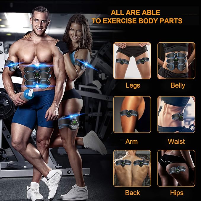 Ab Muscle Toner & Trainer – EMS Muscle Fitness Device with LCD Screen – USB Rechargeable Core Workout Gear for Abs, Arms & Legs