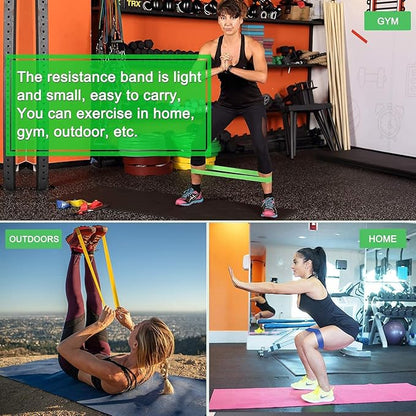 Resistance Bands Set (12pcs), Workout Bands with Handles, Door Anchor, Ankle Straps and Carry Bag, Exercise Bands for Shape Body and Home Workouts