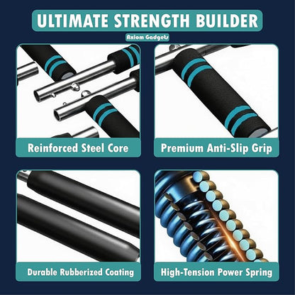 Adjustable Arm Twister Trainer, 40–130 Lbs Power Bar for Upper Body Strength, Portable Arm & Chest Workout Equipment for Men & Women, Ergonomic Anti Slip Handles, Home Gym Fitness Tool