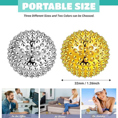 Magnetic Hand Massage Ball - Spiky Acupuncture Balls for Adults and Kids - Gold 1 Pair for Pain, Pressure, and Stress Relief - Exercise Squeeze Balls
