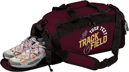 Custom Track Bag Personalized – Track and Field Duffel Bag with Name – Track Team Gear Bag for Athletes, Running Spike Shoe Compartment, Boys Girls Practice & Meet Sports Bag