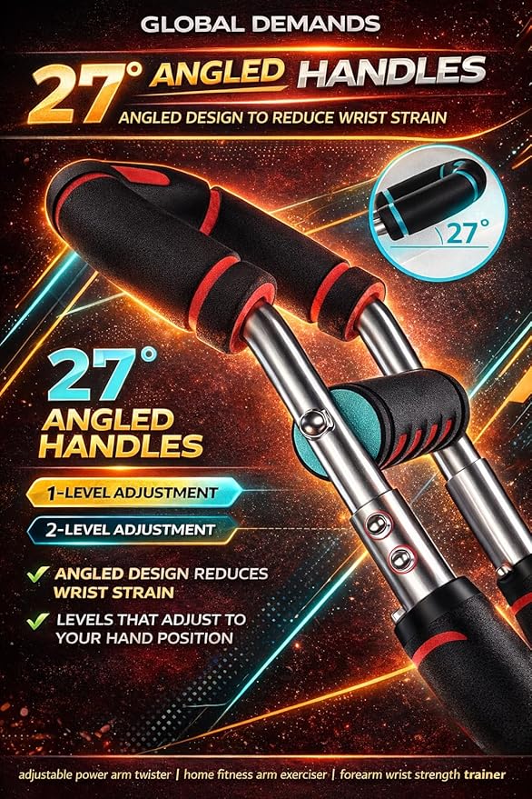 Arm Twister Power Trainer Adjustable Chest Expander Bar – Detachable Spring Arm Exerciser for Chest, Shoulders & Forearms – Upper Body Strength Trainer Home Gym Workout Equipment for Men & Women