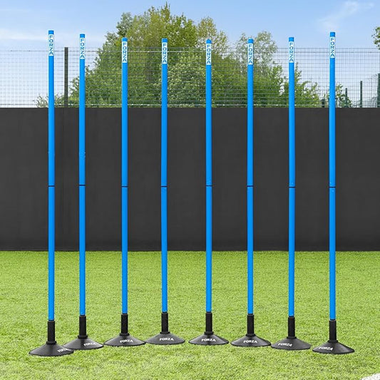 FORZA Slalom Agility Poles | Improve Endurance, Speed & Footwork | Color, Size & Rubber Base Options Available [8 Pack]