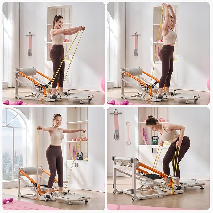 SPORTSOUL Foldable Hip Thrust Machine with Weight Holder, Plate-Loaded Glute Bridge Machine with Band Peg, Heavy Duty Glute Workout Equipment Home Gym for Booty Muscles Building, Adjustable Footboard