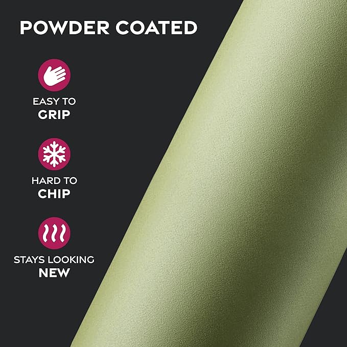 FineDine Water Bottle - Stainless Steel Insulated Water Bottle with Straw Lid, Flip Lid & Wide-Mouth Cap - Keeps Hot and Cold - 32 Oz / 946ml - Army Green