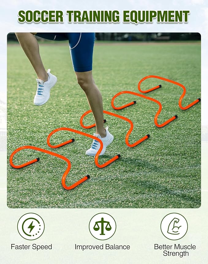 Lineslife Adjustable Agility Hurdles,4 Height Speed Training Hurdles, Portable Speed Training Equipment with Carry Bag for for Athletes,Kids,Soccer,Basketball