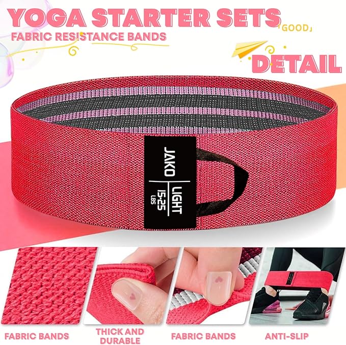 Non-Slip Hip Resistance Bands for Working Out - Fabric Elastic Exercise Bands Strength Training, Physical Therapy, Pilates & Yoga - Booty Workout Bands for Women/Men Legs & Thigh Glutes