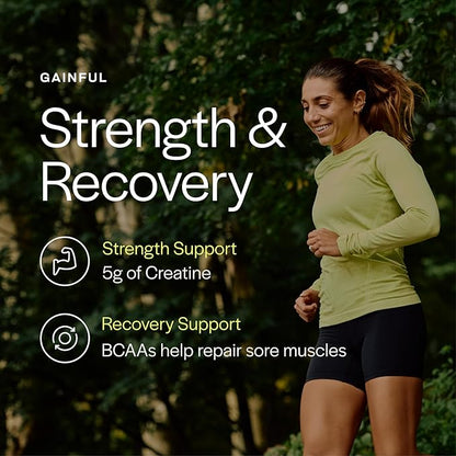 Gainful High Intensity Pre Workout Powder with 200mg Caffeine, 5g Creatine, Strawberry Lemonade Flavor, Supports Energy, Strength, Endurance, & Recovery, BCAAs, Beta Alanine, L-Citrulline, 20 Servings