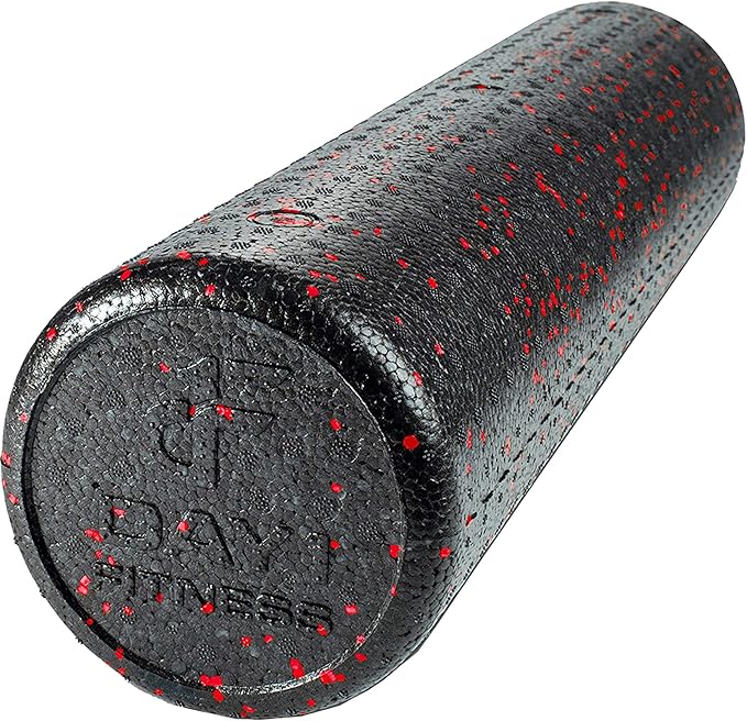 Day 1 Fitness High Density Muscle Foam Rollers - Sports Massage Rollers for Stretching, Physical Therapy, Deep Tissue, Myofascial Release - Ideal for Exercise and Pain Relief - Speckled Red, 24”