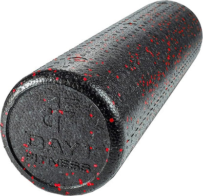 Day 1 Fitness High Density Muscle Foam Rollers - Sports Massage Rollers for Stretching, Physical Therapy, Deep Tissue, Myofascial Release - Ideal for Exercise and Pain Relief - Speckled Red, 24”