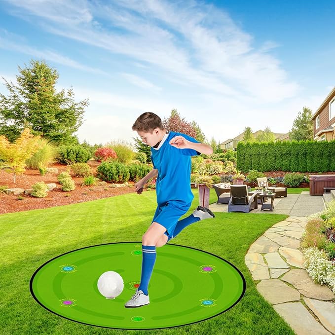 Smart Soccer Training Mat with 7 Lights, 2 in 1 Football Footstep Training Mat Improve Strength Agility Coordination, Indoor Outdoor Football Assist Carpet with 7 Modes for Kids Adults Fitness