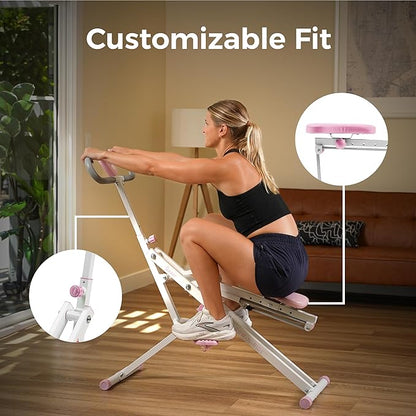 Sunny Health & Fitness Smart Row-N-Ride Glute & Leg Trainer, Foldable Squat Assist Rower with Exclusive SunnyFit App Connection