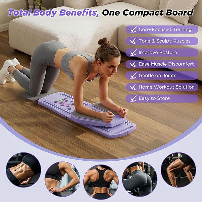 Pilates Reformer 7-in-1 Foldable Home Gym – Multi-Function Pilates Board for Full Body Workout, Core Strength, and Portable Pilates Training