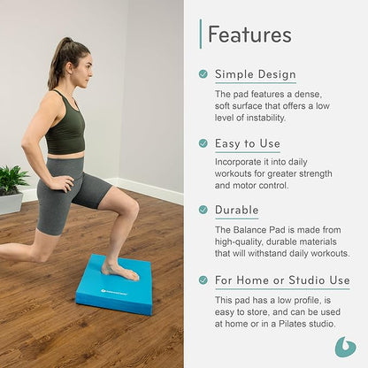 Balanced Body Balance Pad, Durable, Thick and Smooth, Foam for Stability, Core Strength and Motor Control, Blue