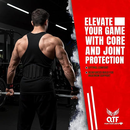 QTF Fitness Neoprene Weight Lifting Belt - Adjustable 6" Gym Support for Stability & Lumbar Support - Sweat Resistant Weightlifting Belt for Men & Women for Squats, Deadlifts & Bench Presses