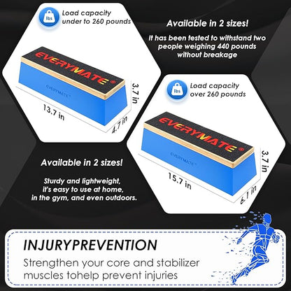 EVERYMATE Squat Block Athletic Balance Trainer for Stretching, Fitness, and Physical Therapy, Improve Balance, Stability, and Athletic Performance, Home Gym and Personal Training Equipment