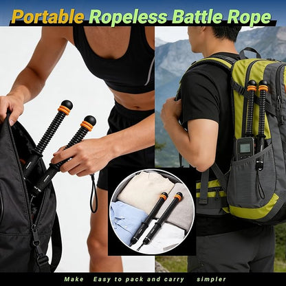 Adjustable Weighted Ropeless Battle Ropes, Portable Arm Exerciser Rope for Home Gym - HIIT, Power sports & High-Intensity Interval Training, Portable Workout Equipment for Men & Women