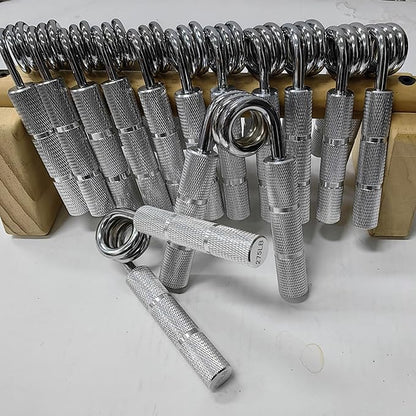 Silver Metal Hand Grip Set, 50LB-400LB No Slip Heavy-Duty Grip Strengthener Great Wrist & Forearm Hand Exerciser, Home Gym, Hand Gripper Grip Strength Trainer