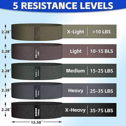 Resistance Bands for Working Out - Exercise Bands Set with Workout Guide - Fabric Elastic Bands for Physical Therapy - Fitness Bands Ideal for Legs Hip Glute