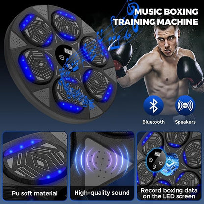 2026 Music Boxing Machine for Adults and Kids, Smart Bluetooth Boxing Training Equipment with Gloves Wall Mounted, Workout Punching Machine for Home,Office and Gym