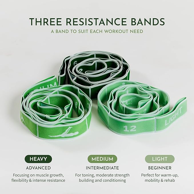 Stretching Strap Set of 3, Stretch Straps with Loops for Yoga, Pilates, Dance, Physical Therapy, 3 Resistance Bands, Stretch Bands for Exercise, Flexibility, Yoga Straps for Stretching