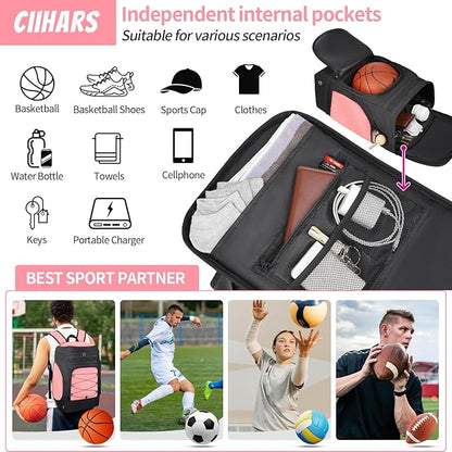 Basketball Backpack Bag Large Sports Bag with Separate Ball holder & Shoes compartment, Best for Basketball, Soccer,Volleyball,Gym