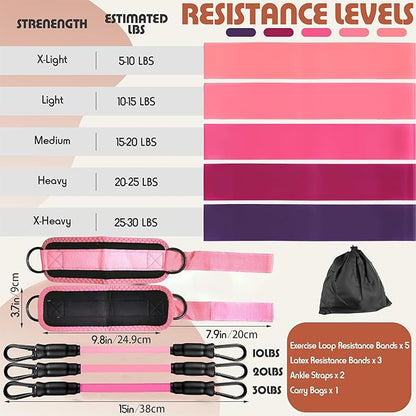 Ankle Resistance Bands with Cuffs, Home Gym Workout Equipment, Lifting Glute Butt Exercise Equipment for Women, Ankle Weights Fitness Band Set