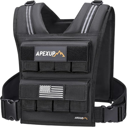 APEXUP Adjustable Weighted Vest Men 20lbs/30lbs/40lbs Weights with Reflective Stripe, Weight Vest Woman Workout Vest for Strength Training Running Walking