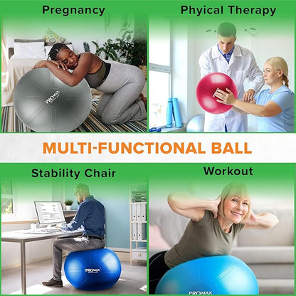 SmarterLife PRO MAX Exercise Ball – Yoga, Stability & Balance Trainer for Core Workouts, Fitness, Physical Therapy, Pregnancy & Office Chair Support – Anti-Slip, Anti-Burst