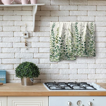 Sage Green Eucalyptus Hand Bath Towel Watercolor Leaves Butterfly Soft Absorbent Washcloths Nature Themed Leaf Plants Bathroom Decor Spring Botanical Kitchen Tea Dish Towels for Home Hotel 2 Pack