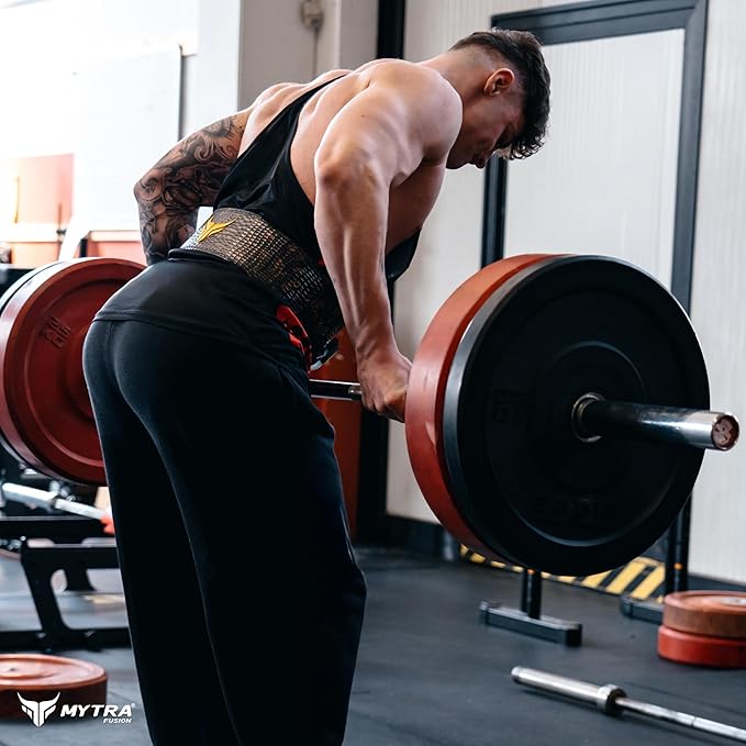 Mytra Fusion Weight Lifting Belt Real Leather Lifting Belt With Lever Workout Bet for Men & Women Powerlifting Belt